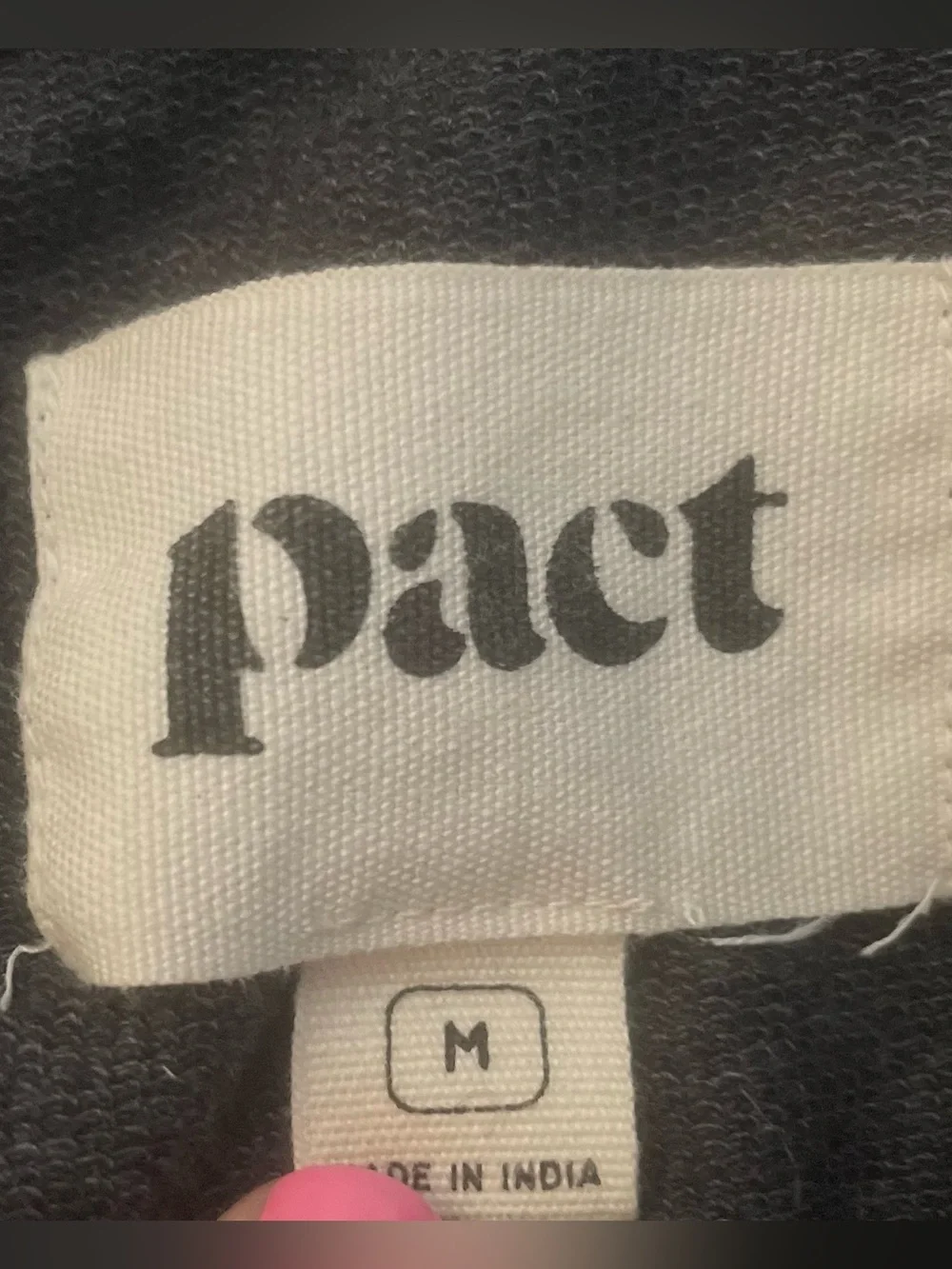 Pact Hoodie Full Zip Mens M Charcoal Gray Organic Cozy Soft